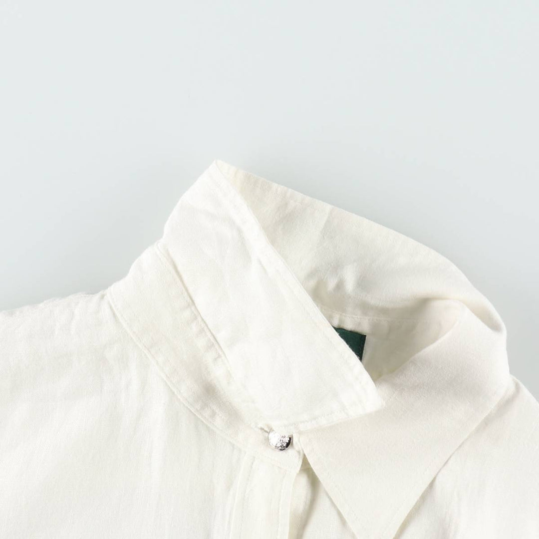 Ralph Lauren LAUREN Lauren long-sleeved linen shirt, women's size M linen white type Vintage Second Hand