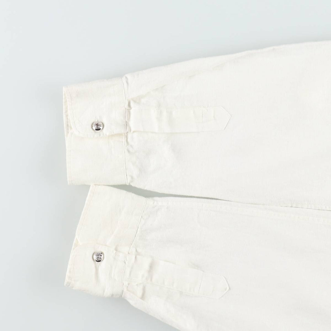 Ralph Lauren LAUREN Lauren long-sleeved linen shirt, women's size M linen white type Vintage Second Hand