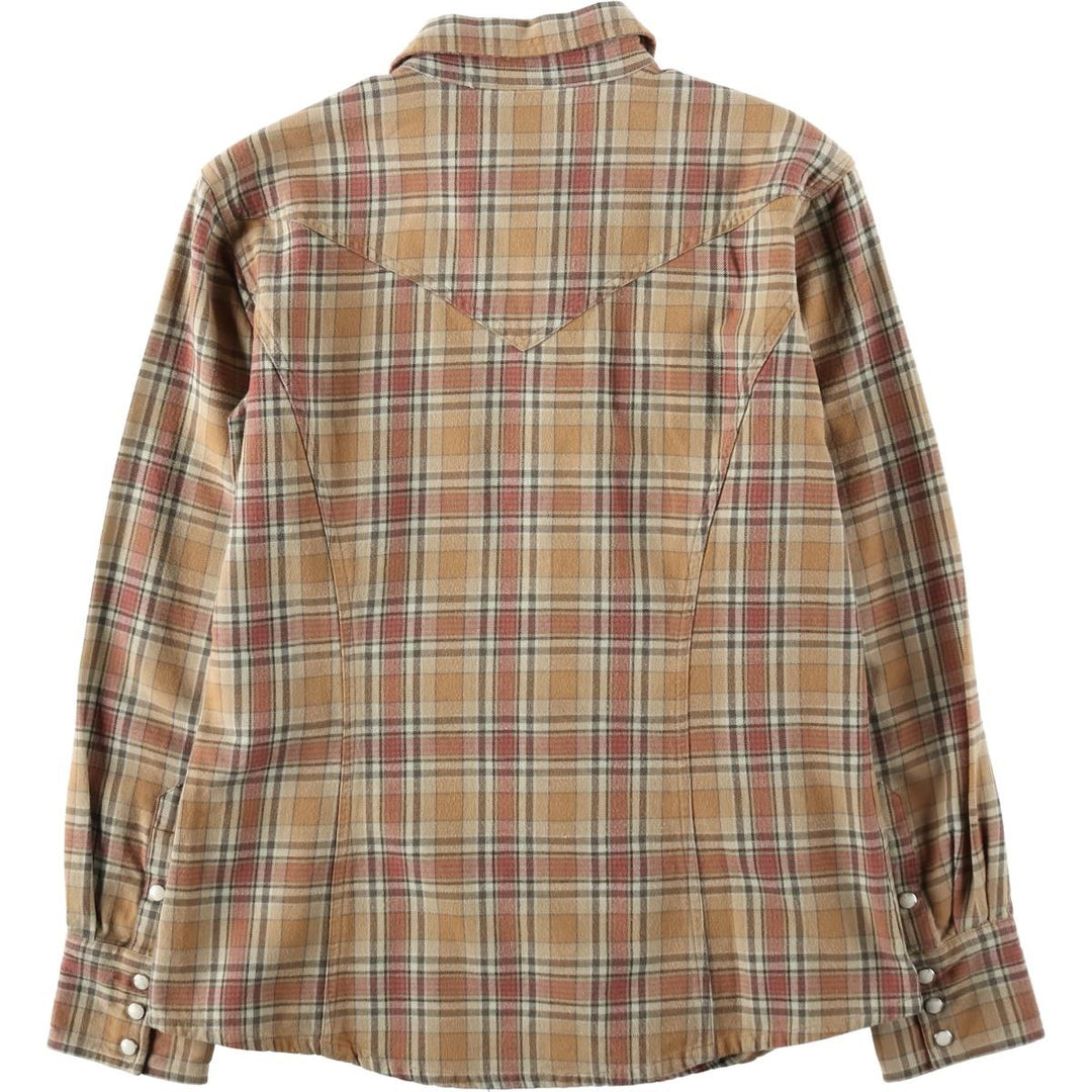 2000'S Carhartt Long-Sleeve Western Flannel Check Shirt, Women's Size M (approx.) cotton beige type brown Vintage Second Hand