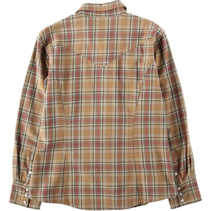 2000'S Carhartt Long-Sleeve Western Flannel Check Shirt, Women's Size M (approx.) cotton beige type brown Vintage Second Hand