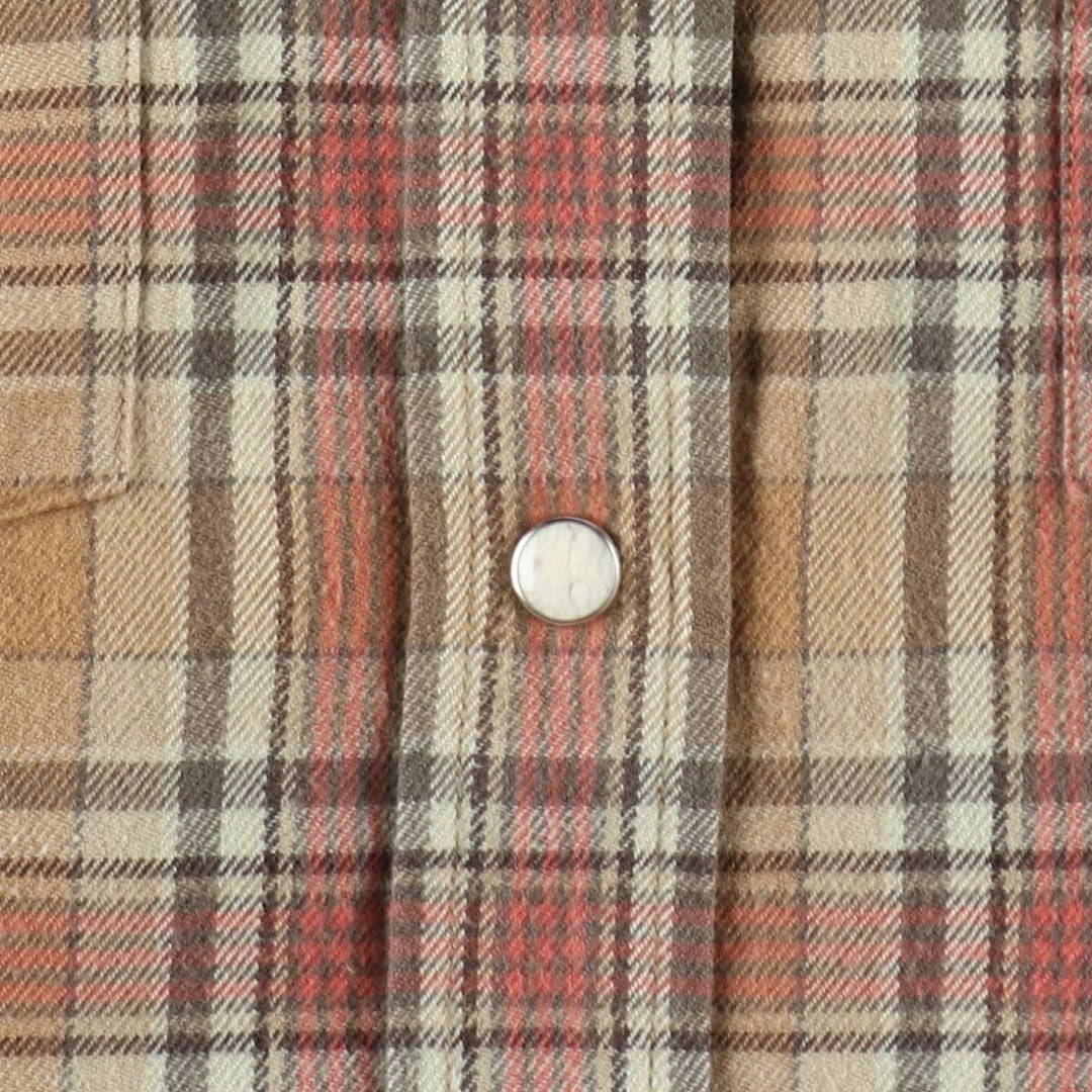 2000'S Carhartt Long-Sleeve Western Flannel Check Shirt, Women's Size M (approx.) cotton beige type brown Vintage Second Hand