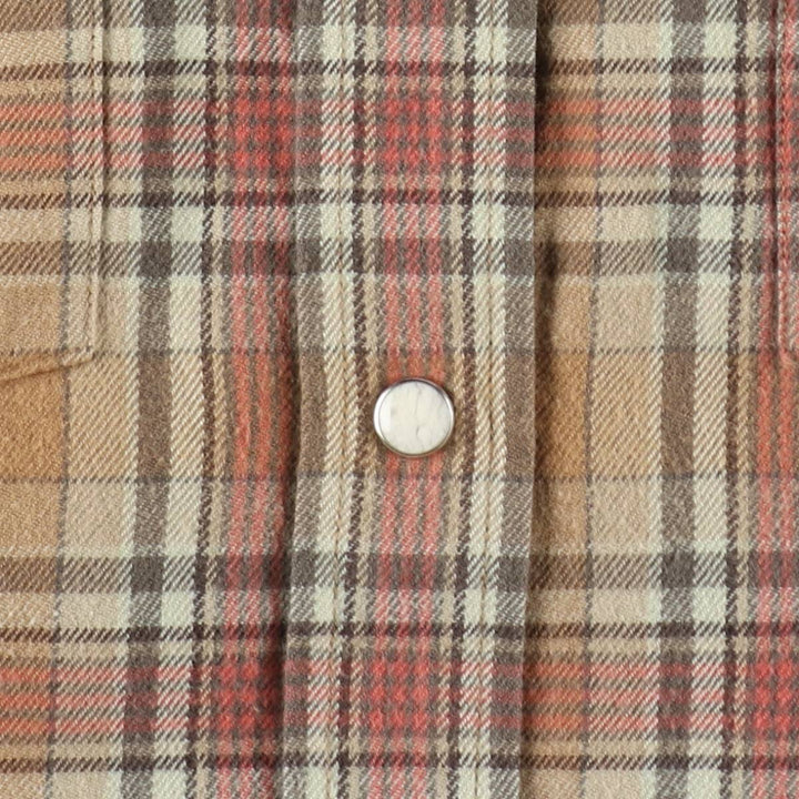 2000'S Carhartt Long-Sleeve Western Flannel Check Shirt, Women's Size M (approx.) cotton beige type brown Vintage Second Hand
