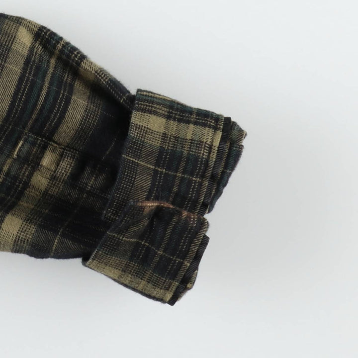 Orvis Long-Sleeve Flannel Check Shirt, Women's Size L (approx.) cotton Khaki type beige Vintage Second Hand