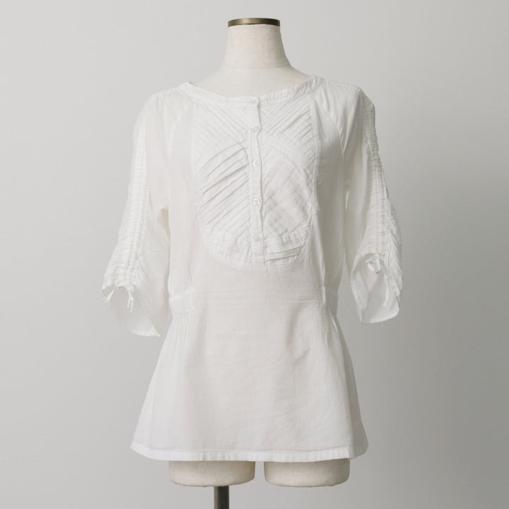 DKNY Jeans pullover blouse, five-quarter sleeve, women's size XS. cotton white type Vintage Second Hand
