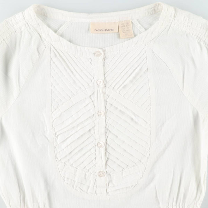 DKNY Jeans pullover blouse, five-quarter sleeve, women's size XS. cotton white type Vintage Second Hand