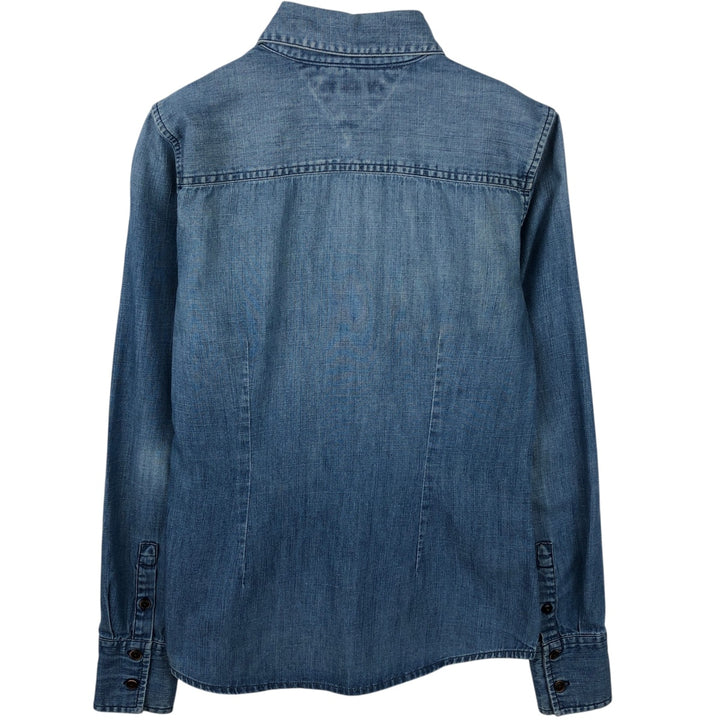 Tommy Hilfiger long-sleeved cotton shirt, women's size XS (approx.) cotton blue type Vintage Second Hand