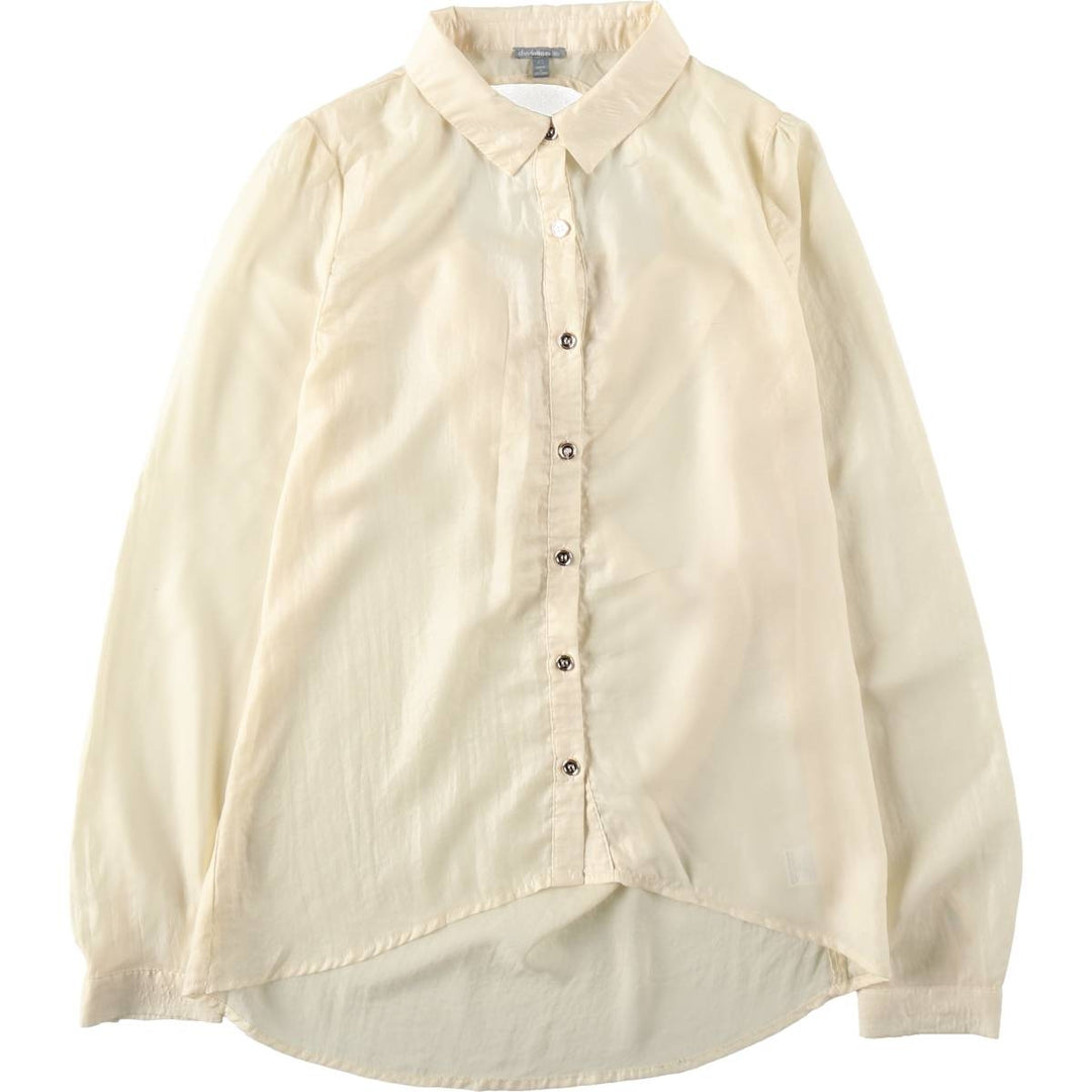Charlotte Russe Backless Long-Sleeve Sheer Shirt (Women's Size XS) polyester ivory Vintage Second Hand