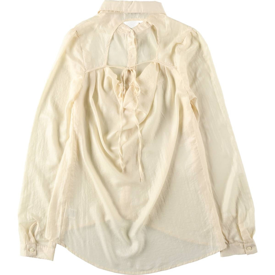 Charlotte Russe Backless Long-Sleeve Sheer Shirt (Women's Size XS) polyester ivory Vintage Second Hand