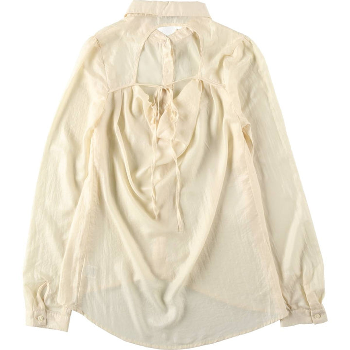 Charlotte Russe Backless Long-Sleeve Sheer Shirt (Women's Size XS) polyester ivory Vintage Second Hand