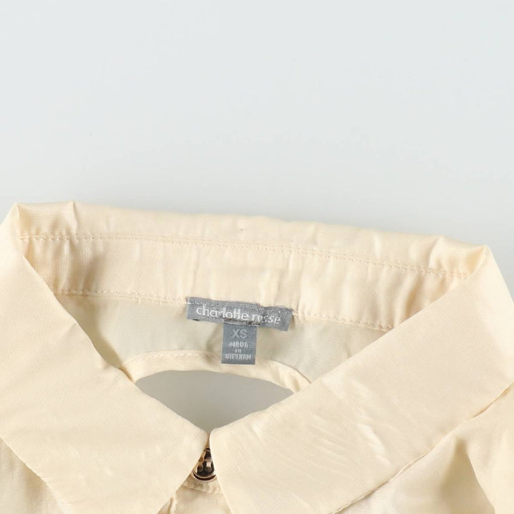 Charlotte Russe Backless Long-Sleeve Sheer Shirt (Women's Size XS) polyester ivory Vintage Second Hand