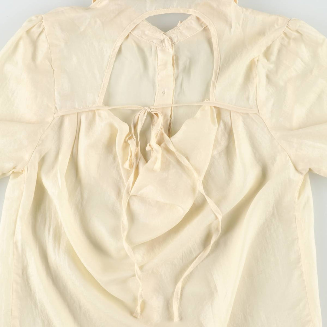 Charlotte Russe Backless Long-Sleeve Sheer Shirt (Women's Size XS) polyester ivory Vintage Second Hand