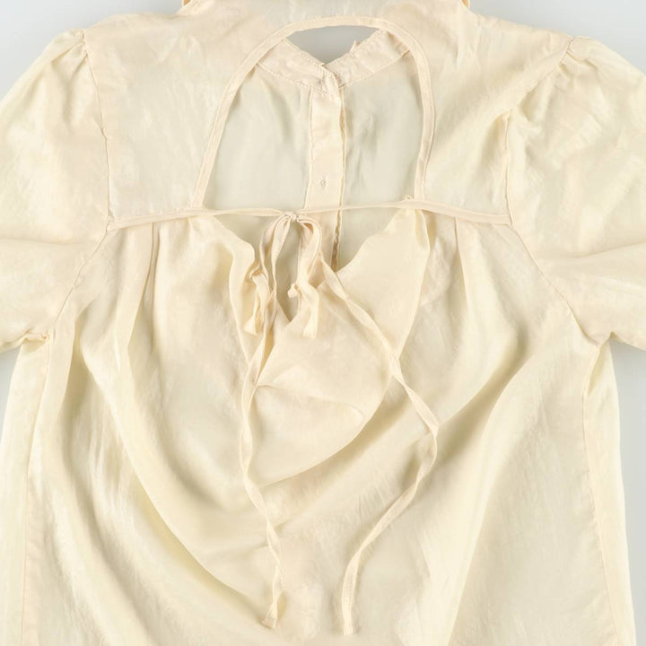 Charlotte Russe Backless Long-Sleeve Sheer Shirt (Women's Size XS) polyester ivory Vintage Second Hand