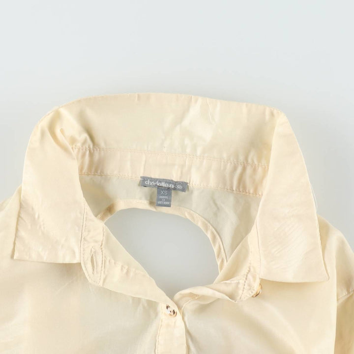 Charlotte Russe Backless Long-Sleeve Sheer Shirt (Women's Size XS) polyester ivory Vintage Second Hand