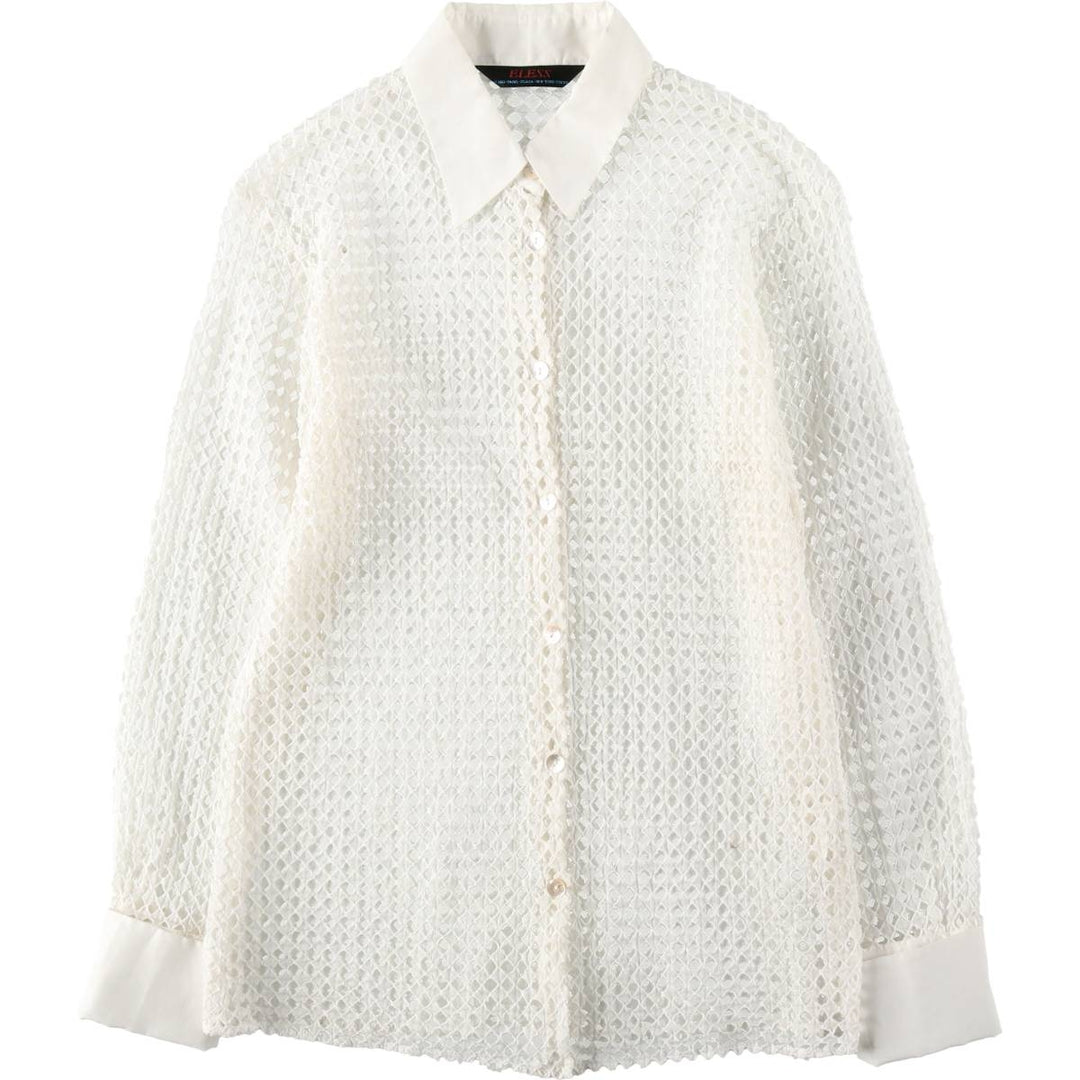ELESS All-over print cutwork embroidery lace blouse, women's size S (approx.) cotton white type Vintage Second Hand