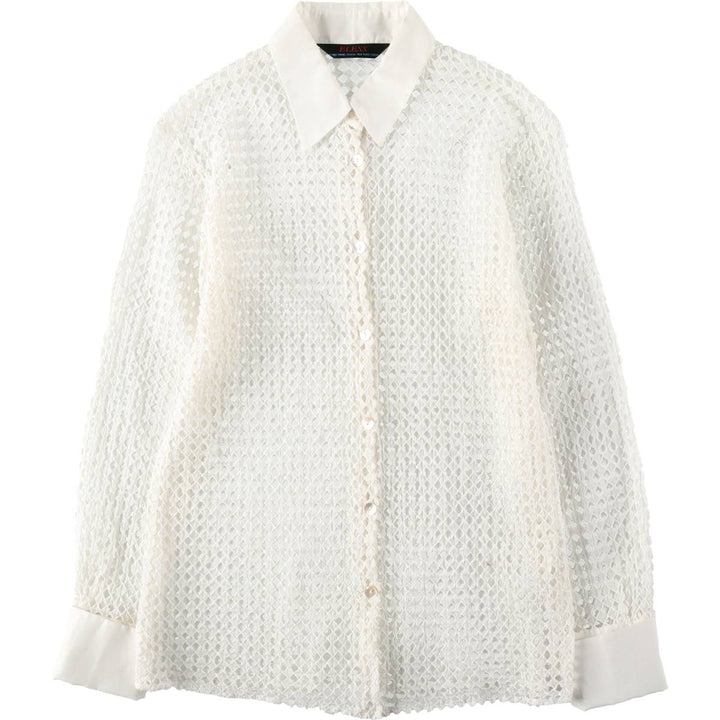 ELESS All-over print cutwork embroidery lace blouse, women's size S (approx.) cotton white type Vintage Second Hand