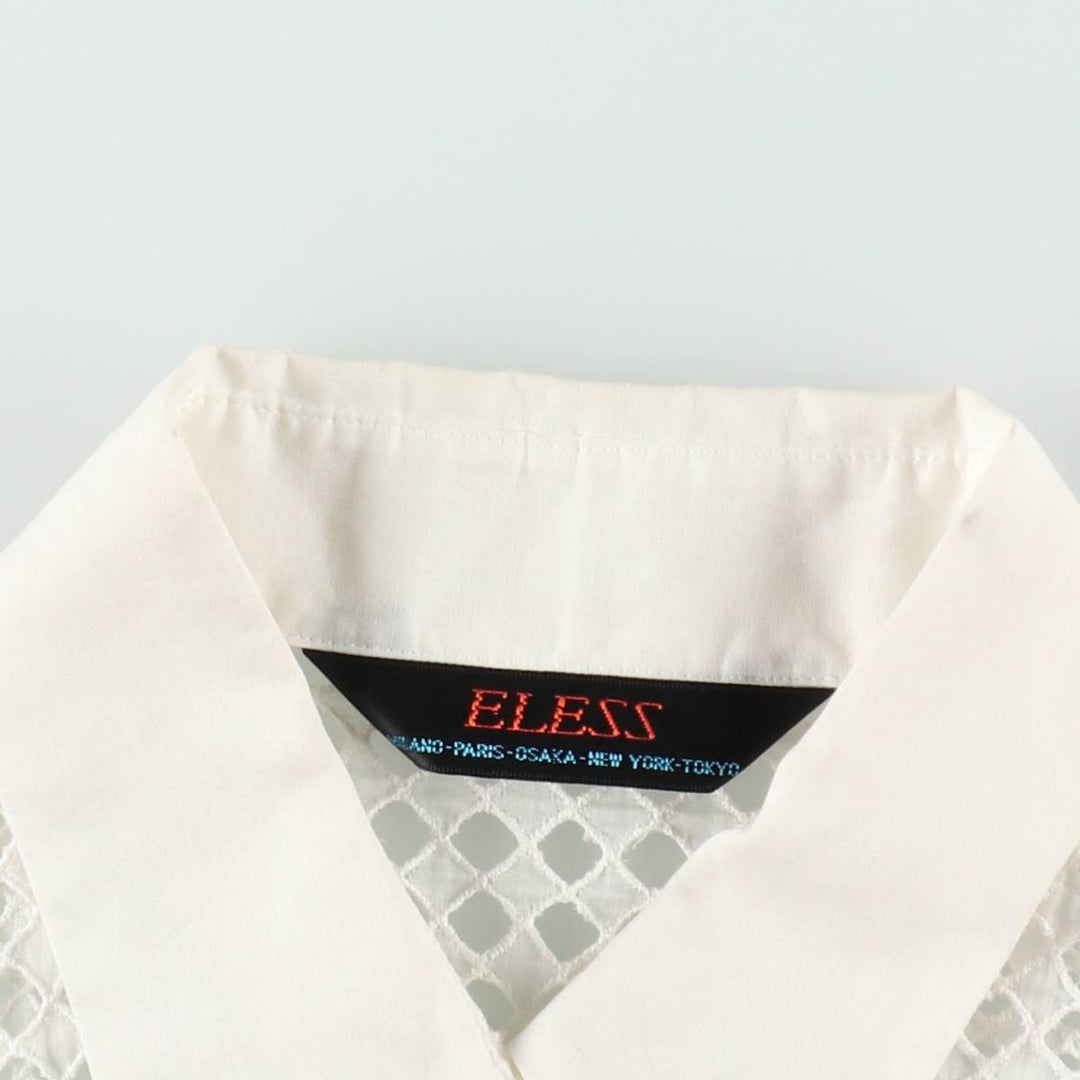 ELESS All-over print cutwork embroidery lace blouse, women's size S (approx.) cotton white type Vintage Second Hand