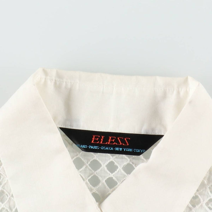 ELESS All-over print cutwork embroidery lace blouse, women's size S (approx.) cotton white type Vintage Second Hand