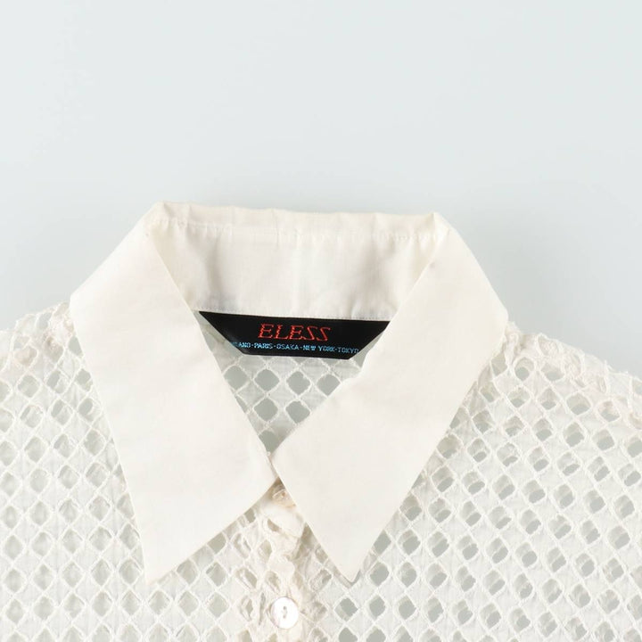 ELESS All-over print cutwork embroidery lace blouse, women's size S (approx.) cotton white type Vintage Second Hand