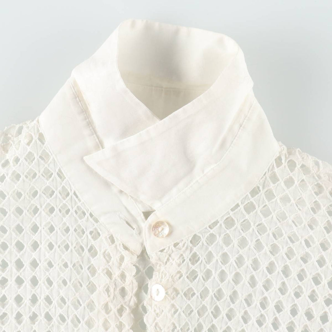 ELESS All-over print cutwork embroidery lace blouse, women's size S (approx.) cotton white type Vintage Second Hand