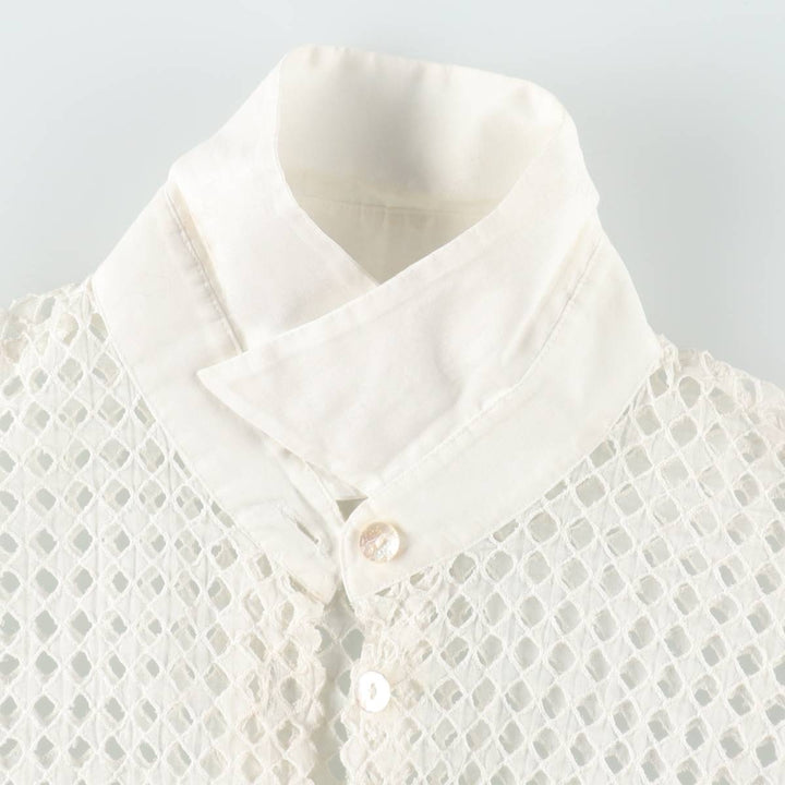 ELESS All-over print cutwork embroidery lace blouse, women's size S (approx.) cotton white type Vintage Second Hand