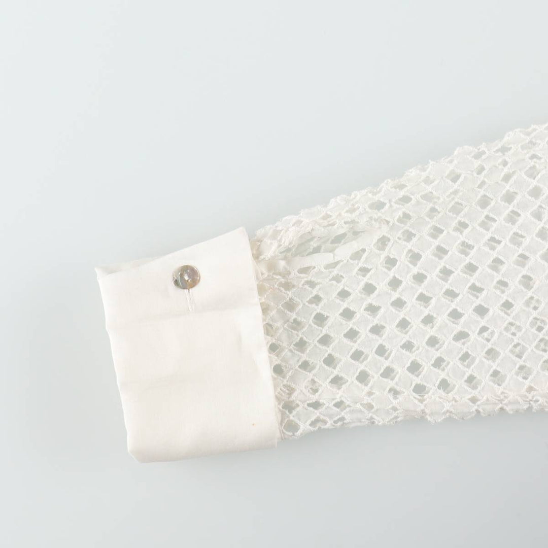 ELESS All-over print cutwork embroidery lace blouse, women's size S (approx.) cotton white type Vintage Second Hand