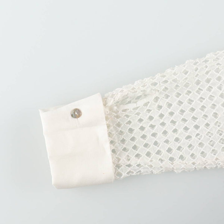 ELESS All-over print cutwork embroidery lace blouse, women's size S (approx.) cotton white type Vintage Second Hand
