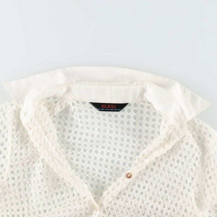 ELESS All-over print cutwork embroidery lace blouse, women's size S (approx.) cotton white type Vintage Second Hand