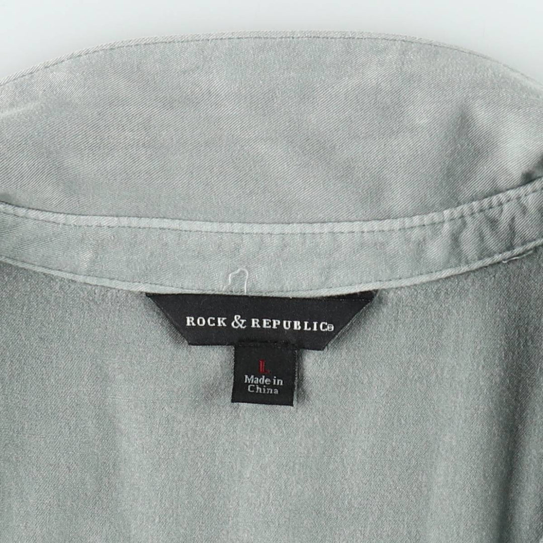 ROCK and REPUBLIC Front-opening vest with eyelets, women's size L (approx.) Rayon gray type Vintage Second Hand