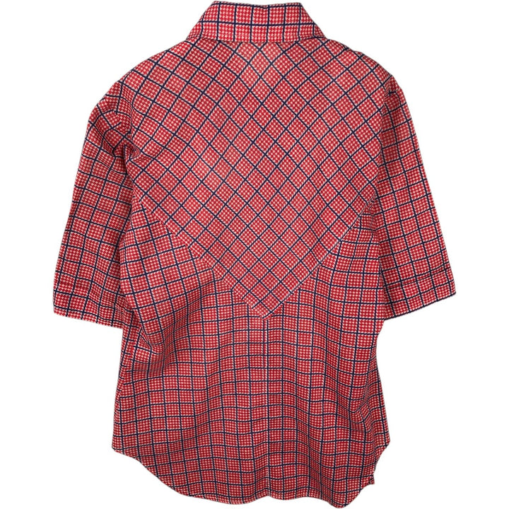 70'S MISS PAT all-over print short-sleeved shirt, women's size S equivalent, vintage. unclear red type Vintage Second Hand