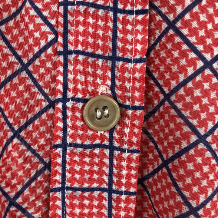 70'S MISS PAT all-over print short-sleeved shirt, women's size S equivalent, vintage. unclear red type Vintage Second Hand