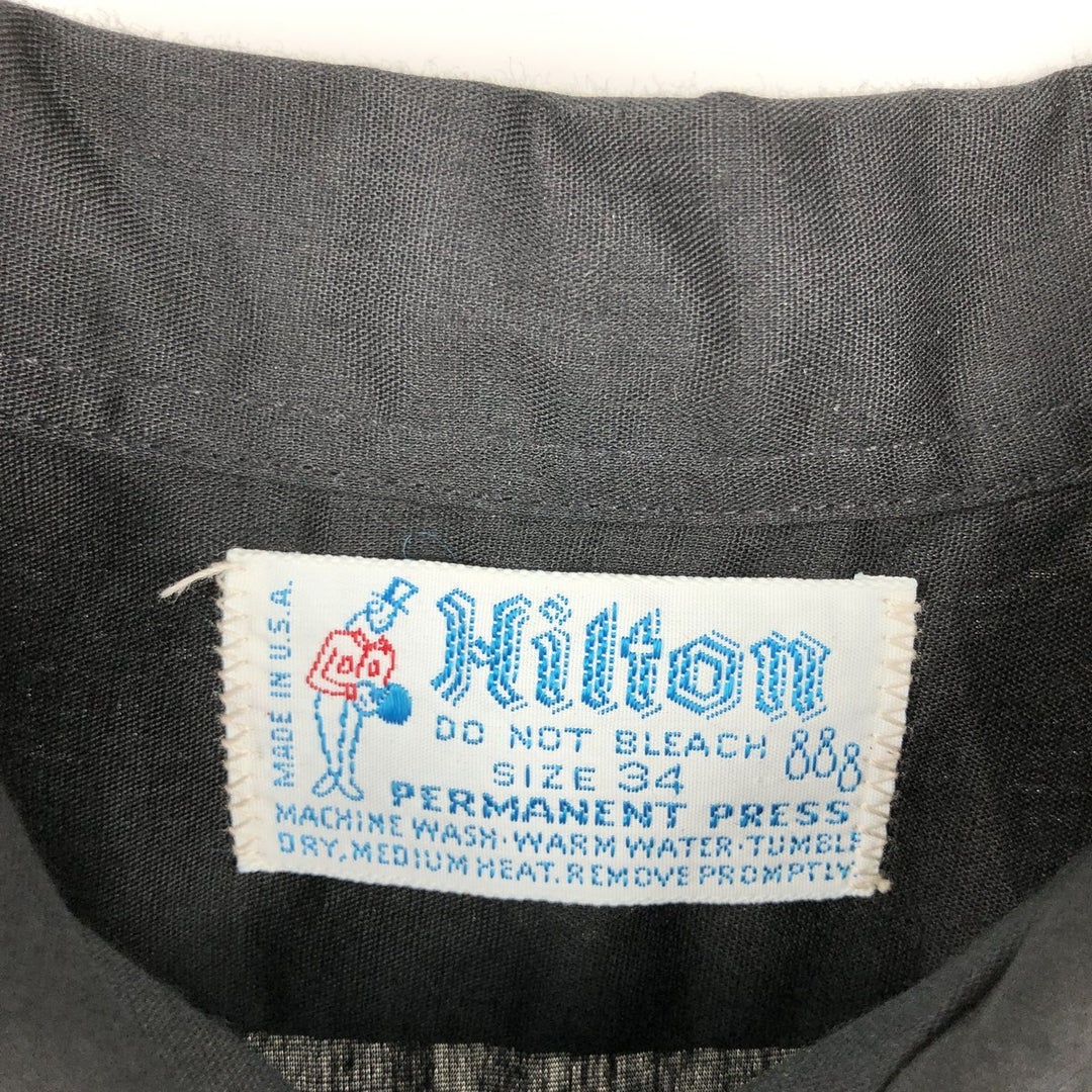 1970'S Hilton Short-Sleeve Bowling Shirt, Boxy Shirt, Made in USA, Women's Size M (Equivalent), Vintage unclear black type Vintage Second Hand