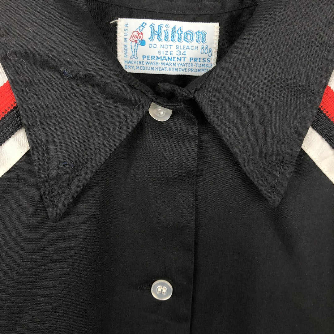 1970'S Hilton Short-Sleeve Bowling Shirt, Boxy Shirt, Made in USA, Women's Size M (Equivalent), Vintage unclear black type Vintage Second Hand