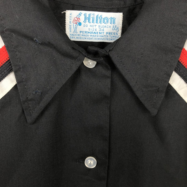 1970'S Hilton Short-Sleeve Bowling Shirt, Boxy Shirt, Made in USA, Women's Size M (Equivalent), Vintage unclear black type Vintage Second Hand