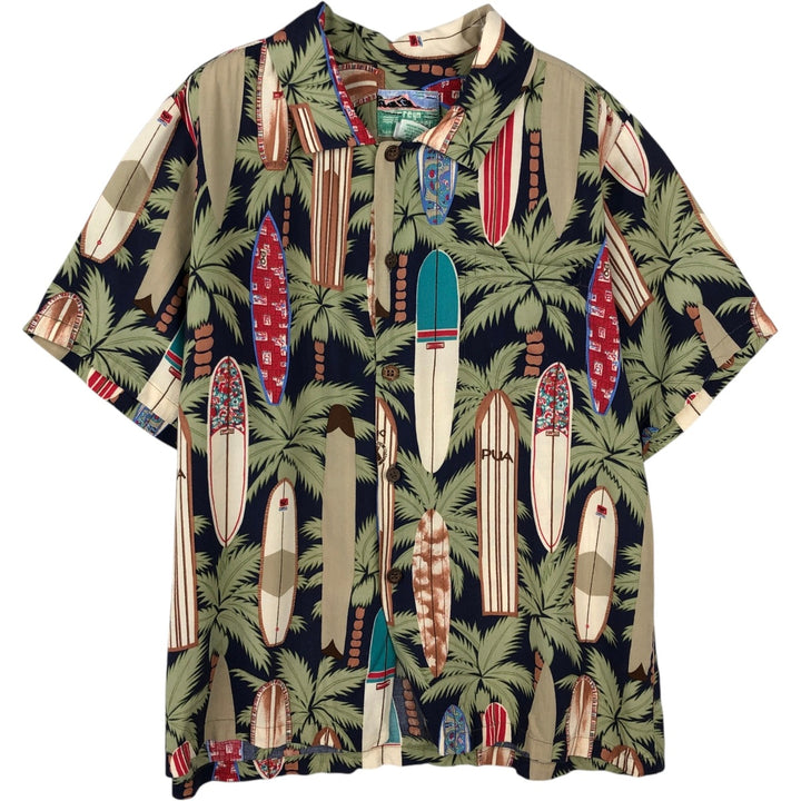 80s-90'S Reyn Spooner Diamond Head Tag All-Over Print Rayon Aloha Shirt, Women's Size M (Equivalent) Vintage Rayon navy blue type Vintage Second Hand