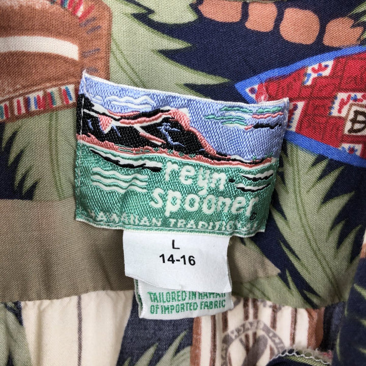 80s-90'S Reyn Spooner Diamond Head Tag All-Over Print Rayon Aloha Shirt, Women's Size M (Equivalent) Vintage Rayon navy blue type Vintage Second Hand