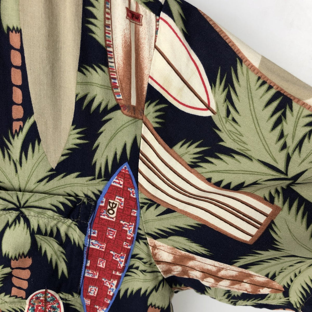 80s-90'S Reyn Spooner Diamond Head Tag All-Over Print Rayon Aloha Shirt, Women's Size M (Equivalent) Vintage Rayon navy blue type Vintage Second Hand