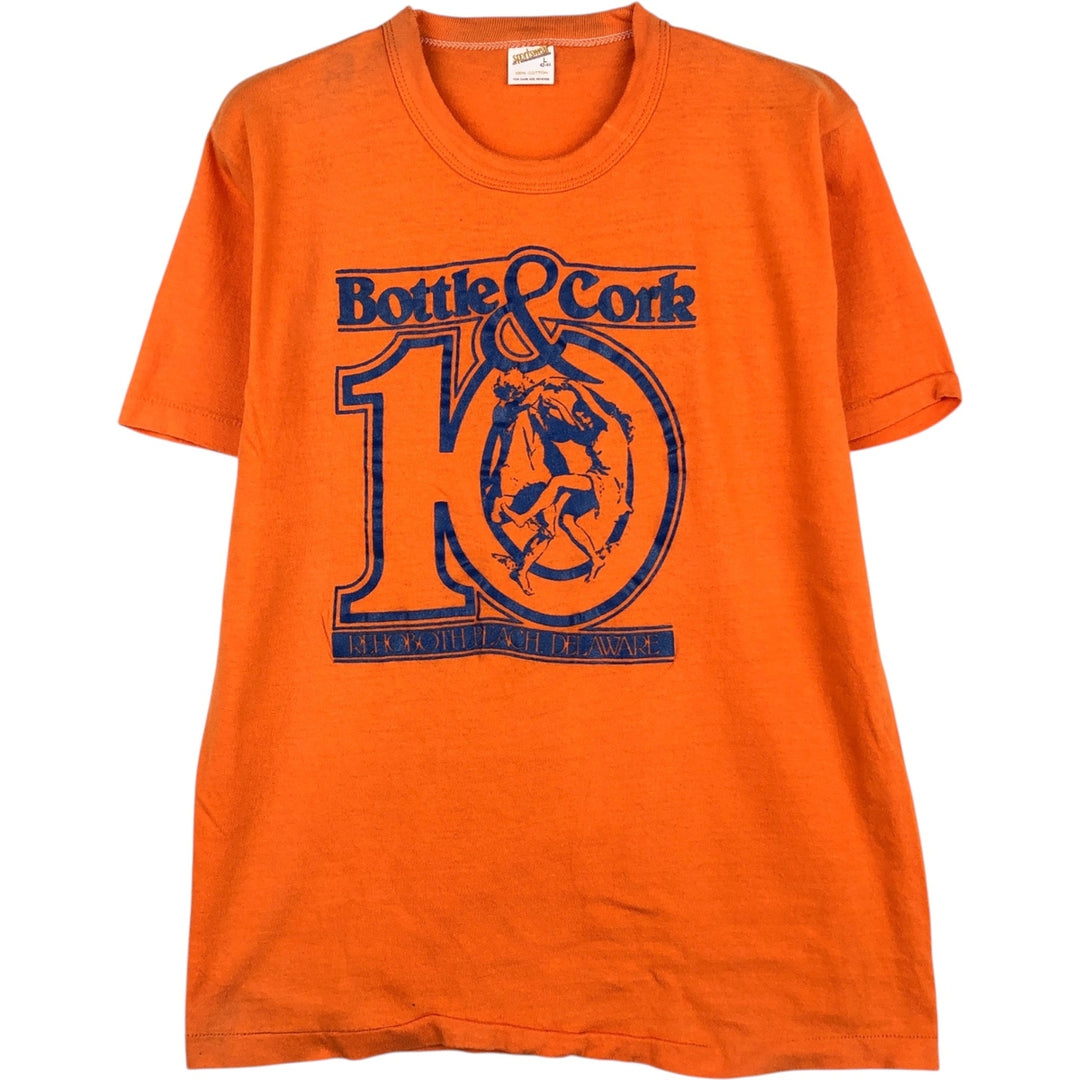 70'S Sportswear Print T-Shirt, Made in USA, Women's Size L (approx.), Vintage cotton orange type Vintage Second Hand