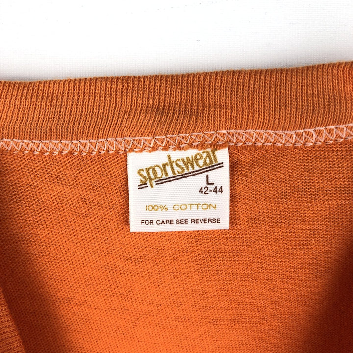 70'S Sportswear Print T-Shirt, Made in USA, Women's Size L (approx.), Vintage cotton orange type Vintage Second Hand