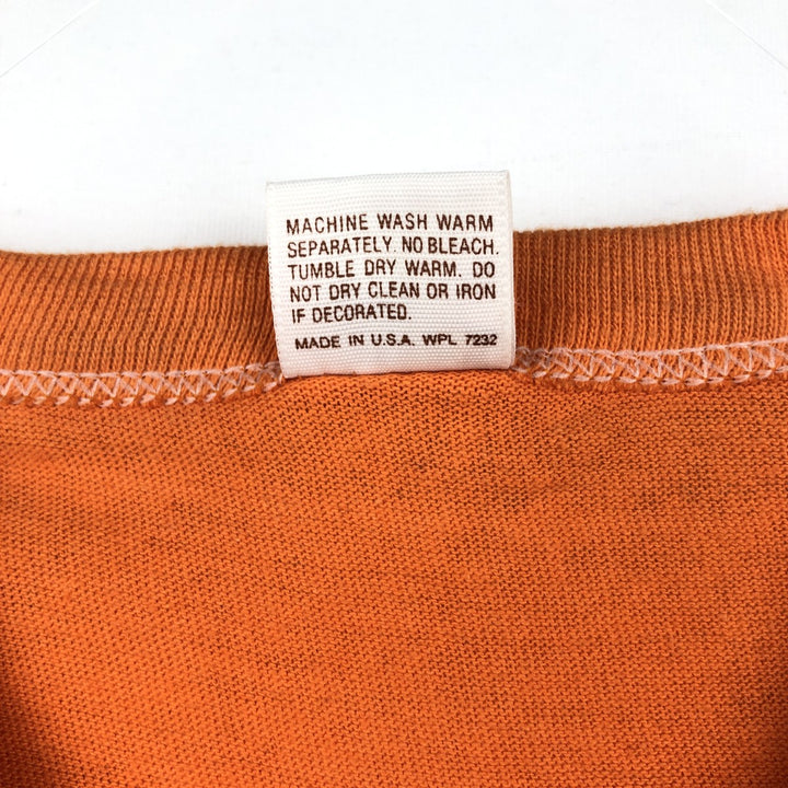 70'S Sportswear Print T-Shirt, Made in USA, Women's Size L (approx.), Vintage cotton orange type Vintage Second Hand