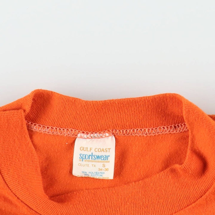 70'S Sportswear Print T-Shirt, Made in USA, Women's Size S (approx.), Vintage polyester orange type Vintage Second Hand