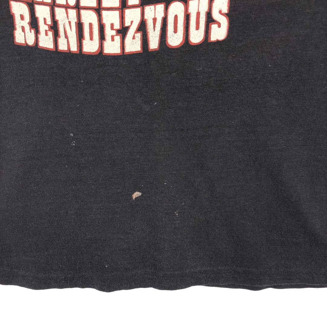 80'S Harley Rendezvous Motorcycle T-shirt, Made in USA, Women's Size M (approx.), Vintage cotton black type Vintage Second Hand