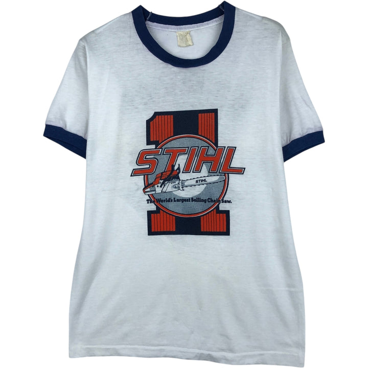 90'S STIHL Advertising Ringer T-Shirt, Women's Size S (Equivalent), Vintage unclear white type Vintage Second Hand