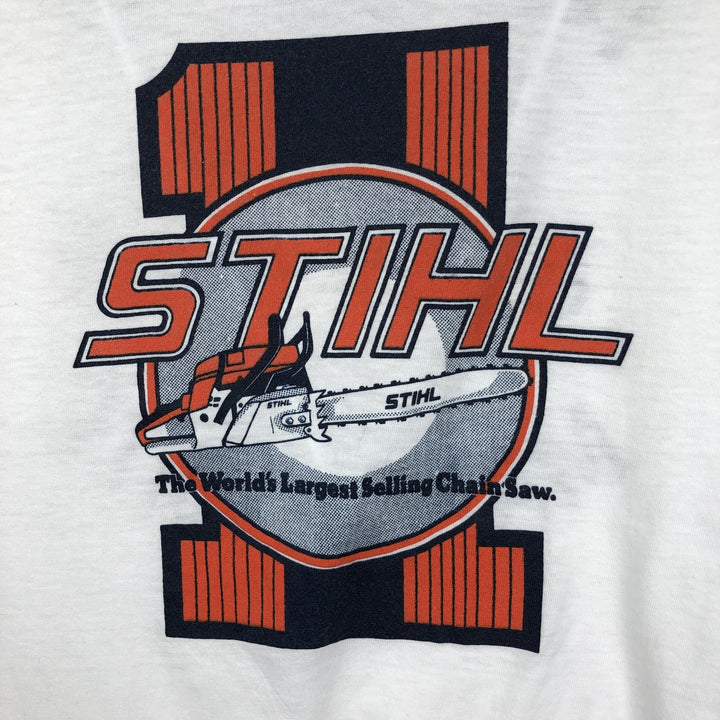 90'S STIHL Advertising Ringer T-Shirt, Women's Size S (Equivalent), Vintage unclear white type Vintage Second Hand
