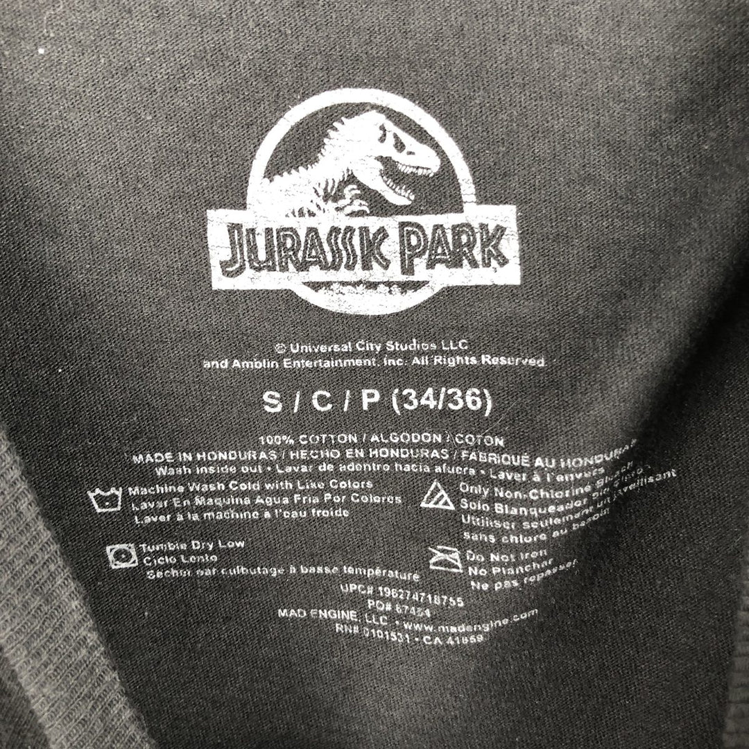 JURASSIC PARK Movie T-shirt (Women's Size S) cotton black type Vintage Second Hand