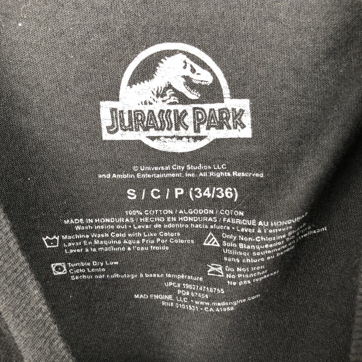 JURASSIC PARK Movie T-shirt (Women's Size S) cotton black type Vintage Second Hand