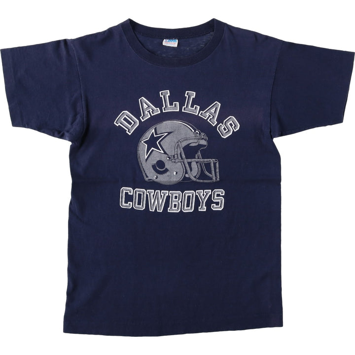 70'S Champion Bar Tag NFL Dallas Cowboys Sports T-Shirt, Made in USA, Women's Size M (Equivalent), Vintage cotton navy blue type Vintage Second Hand