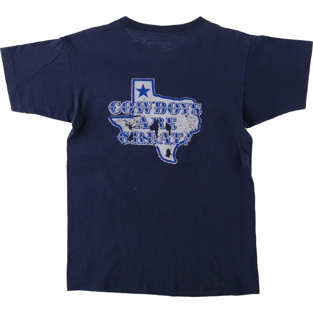 70'S Champion Bar Tag NFL Dallas Cowboys Sports T-Shirt, Made in USA, Women's Size M (Equivalent), Vintage cotton navy blue type Vintage Second Hand