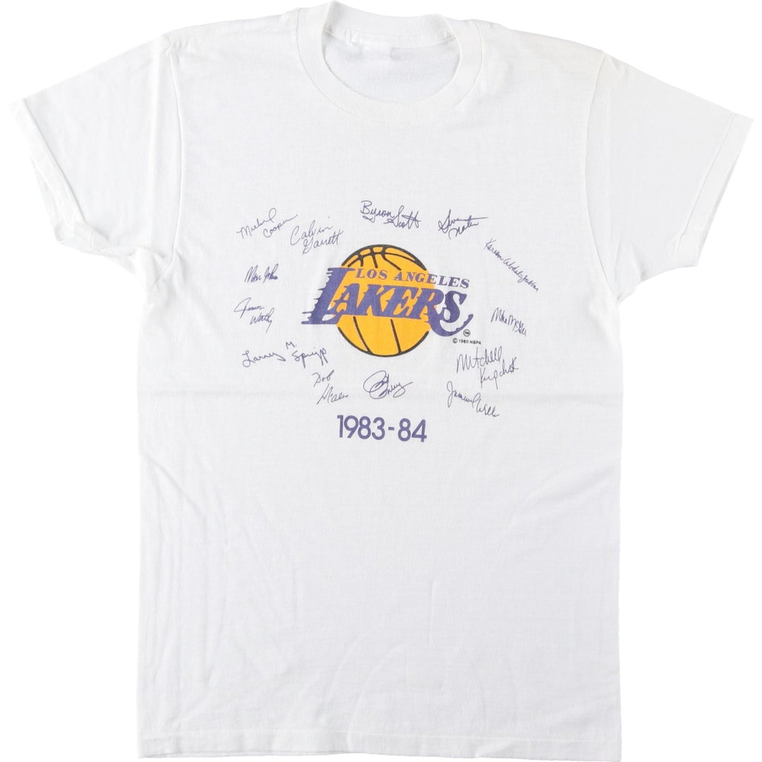 80'S NBA Los Angeles Lakers Logo T-Shirt, Women's Size S (Equivalent), Vintage unclear white type Vintage Second Hand