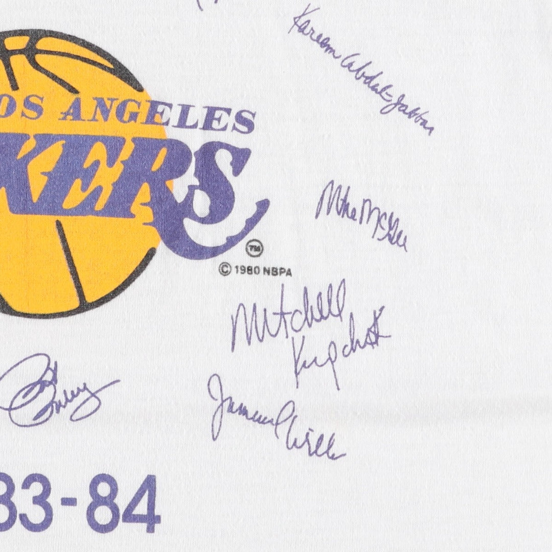 80'S NBA Los Angeles Lakers Logo T-Shirt, Women's Size S (Equivalent), Vintage unclear white type Vintage Second Hand