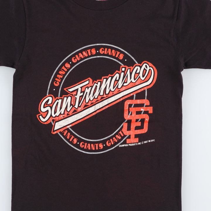 80'S Champion Tricot Tag MLB San Francisco Giants Logo T-Shirt, Made in USA, Women's Size S (Equivalent), Vintage polyester black type Vintage Second Hand